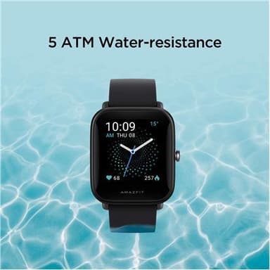 Amazfit Bip U Smartklokke, GPS (satellitt), Reflekterende fargeskjerm, Touchscreen, Pulsmåler, Vanntett, Bluetooth, Polykarbonat, Onyx Black