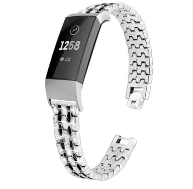 Klokkearmbånd som er kompatibelt med Fitbit Charge 3/4 Alloy / Rhinestone Silver / Black
