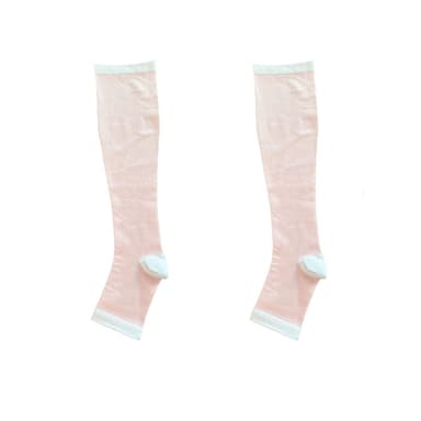 Knehøye kompresjonssokker med glidelås og åpen tå 1 par Rosa L/XL