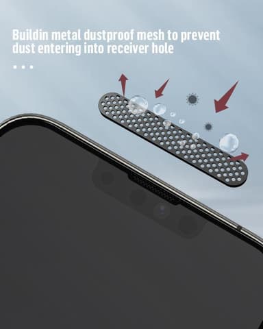 iPhone 13 Pro Max Skjermbeskytter med svart ramme og støvdeksel Herdet glass