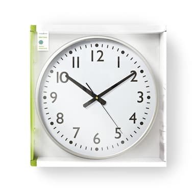 Nedis Veggur | Diameter: 380 mm | Plast | Hvit / Sølv