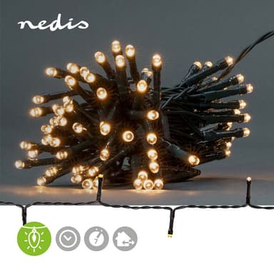 Nedis Julebelysning | Streng | 48 LED's | Varm Hvit | 3.60 m | Lyseffekter: 7 | Innendørs eller utendørs | Batteri drevet