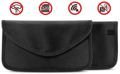 Svart veske med RFID-beskyttelse for kort, telefon, bilnøkler osv.