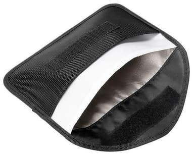 Svart veske med RFID-beskyttelse for kort, telefon, bilnøkler osv.