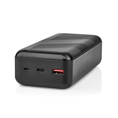 Nedis Power Bank | 30000 mAh | 1.5 / 2.0 / 3.0 A | Antall utganger: 2 | Utgangstilkobling: 1x USB-A / 1x USB-C™ | Inngangstilkobling: 1x Micro USB / 1x USB-C™ | PD3.0 20W | Lithium-Polymer