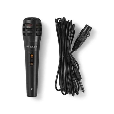 Nedis Wired mikrofon | Kardioid | Avtakbar kabel | 5.00 m | 80 Hz - 12 kHz | 600 Ohm | -75 dB | Av/på-bryter | Reiseveske inkludert | ABS / Aluminium | Sort