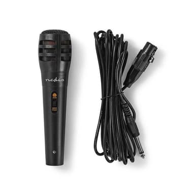 Nedis Wired mikrofon | Kardioid | Avtakbar kabel | 5.00 m | 80 Hz - 12 kHz | 600 Ohm | -75 dB | Av/på-bryter | Reiseveske inkludert | ABS / Aluminium | Sort