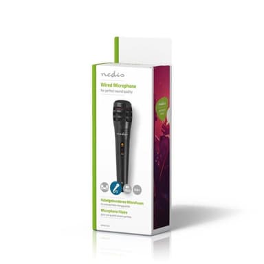Nedis Wired mikrofon | Kardioid | Avtakbar kabel | 5.00 m | 80 Hz - 12 kHz | 600 Ohm | -75 dB | Av/på-bryter | Reiseveske inkludert | ABS / Aluminium | Sort