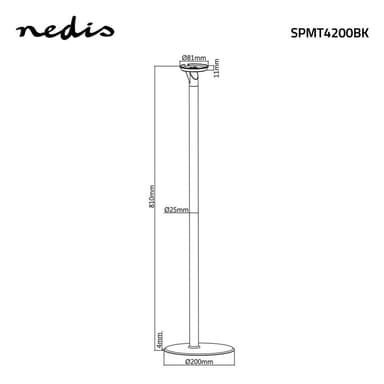 Nedis Speaker Mount | Kompatibel med: Google Home® | Gulv | 2 kg | Fort | ABS / Metall | Sort