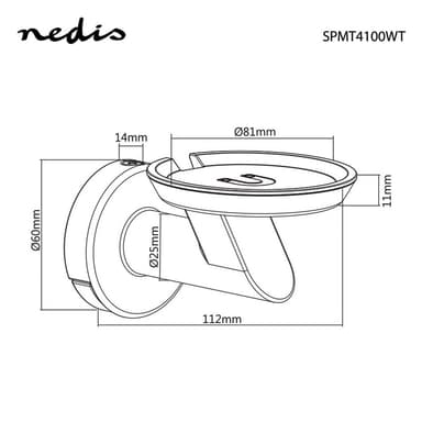 Nedis Speaker Mount | Kompatibel med: Google Home® | Vegg | 2 kg | Fort | Metall / Stål | Hvit