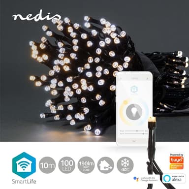 Nedis SmartLife Julelys | Streng | Wi-Fi | Varm til avkjølt hvitt | 100 LED's | 10.0 m | Android™ / IOS