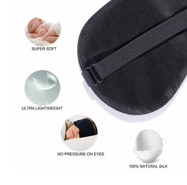 Sovemaske 100 % silke Sort