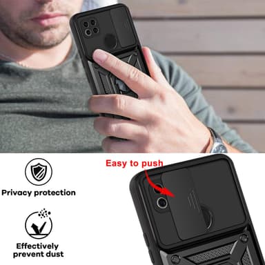 Magnetisk armor kickstand mobiltelefonveske med ring Sort