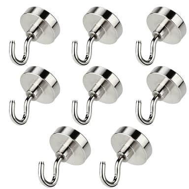 Magnetisk krok 8-pakning Sølv
