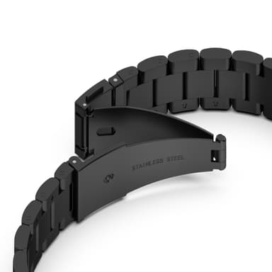 Klokkereim 22 mm Huawei Watch GT / Magic / TicWatch Pro rustfritt stål Sort