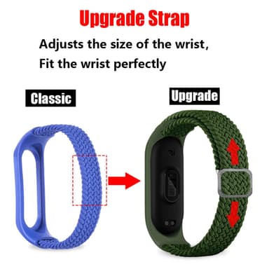 Klokkereim av nylon for Xiaomi Mi Band 3/4/5/6/7/NFC Rød