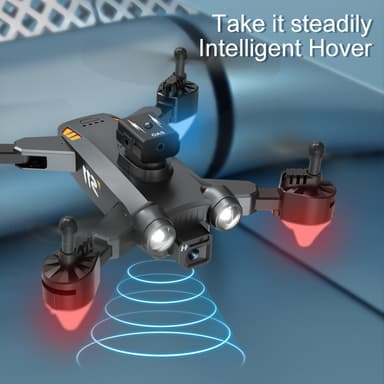 Drone med sammenleggbar design, dobbeltkamera, unngåelse av hindringer Sort