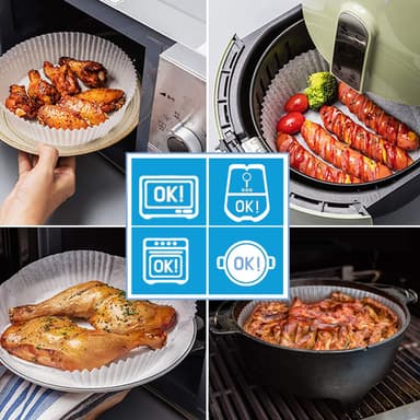 Engangs Air Fryer papirfôr non-stick 50-pak Hvit 20 cm