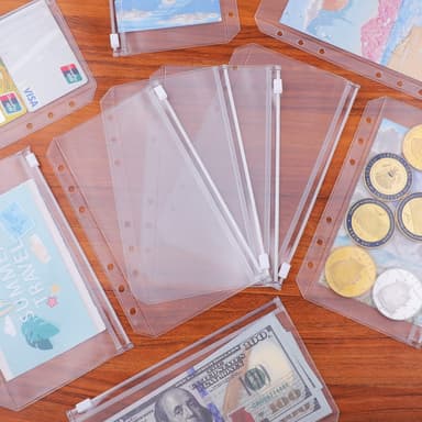 Plastlommer for A6-permer med 6 ringer, 12 stk. Gjennomsiktig