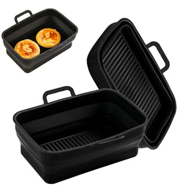 Sammenleggbar form av silikon til Air Fryer, 2-pakning Sort