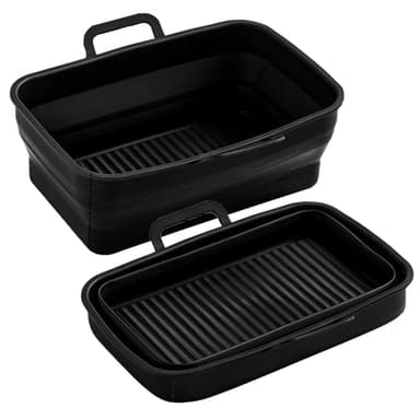 Sammenleggbar form av silikon til Air Fryer, 2-pakning Sort