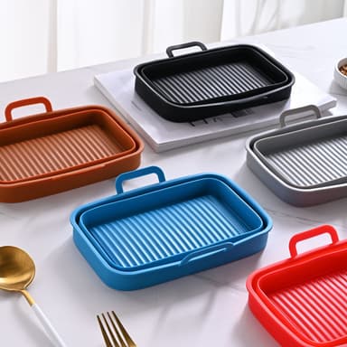 Sammenleggbar form av silikon til Air Fryer, 2-pakning Sort