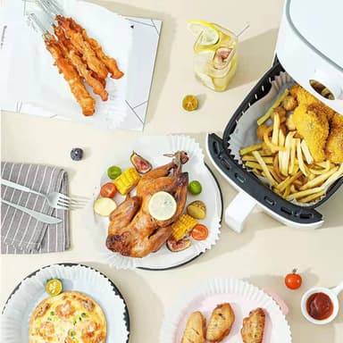 Air Fryer engangspapir med håndtak for frityrkokere 100 stk Hvit 20 cm