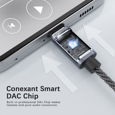 32bit / 384kHz USB-C til 3,5 mm lydadapterkabel DAC-adapter Grå