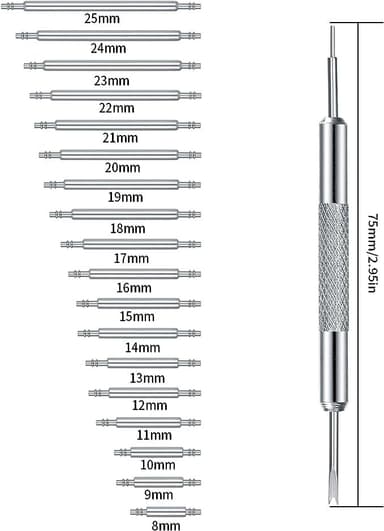 Fjærstift for klokker 8-25 mm 144-stykke