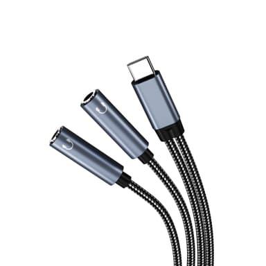 USB-C til dobbel 3,5 mm lydadapterkabel Sort