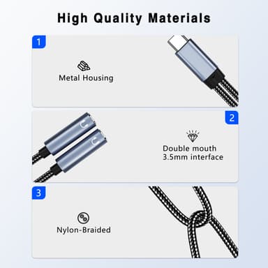 USB-C til dobbel 3,5 mm lydadapterkabel Sort