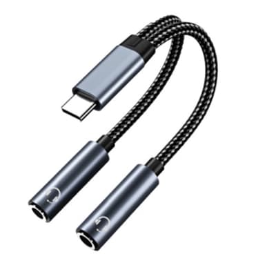 USB-C til dobbel 3,5 mm lydadapterkabel Sort