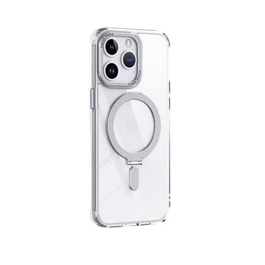 Magnetisk telefondeksel med usynlig stativ som er kompatibel med MagSafe Sølv  iPhone 15 Pro