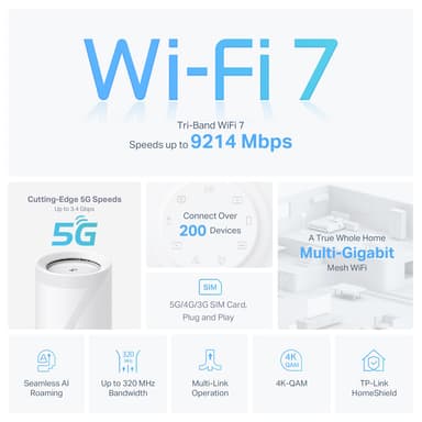 TP-Link Deco BE65 5G Mesh Wi-Fi system (1-pakning)