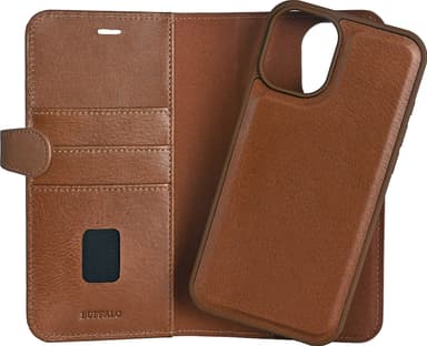 Buffalo iPhone 16 Plus 2in1 Leather MagSeries lommebokdeksel (brun)