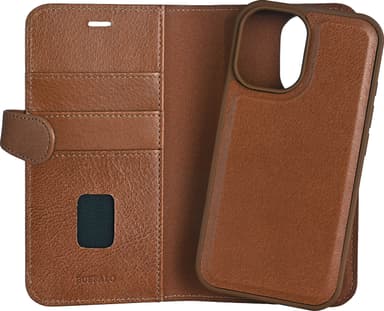 Buffalo iPhone 16 2in1 Leather MagSeries lommebokdeksel (brun)