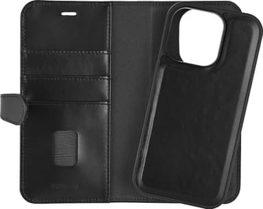 Buffalo iPhone 16 Pro 2in1 Leather MagSeries lommebokdeksel (sort)