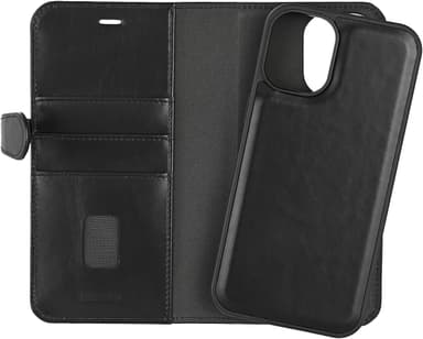 Buffalo iPhone 16 Plus 2in1 Leather MagSeries lommebokdeksel (sort)