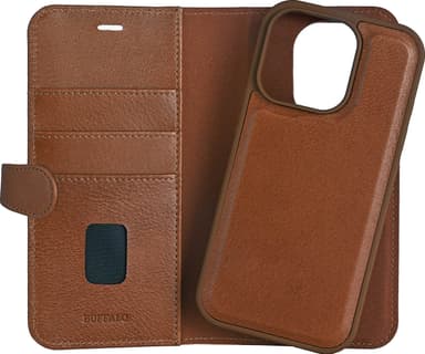 Buffalo iPhone 16 Pro 2in1 Leather MagSeries lommebokdeksel (brun)