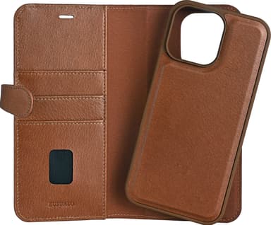 Buffalo iPhone 16 Pro Max 2in1 Leather MagSeries lommebokdeksel (brun)