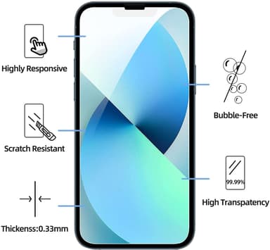 Skjermbeskytter i herdet glass til iPhone 13/13 Pro, 3-pakning