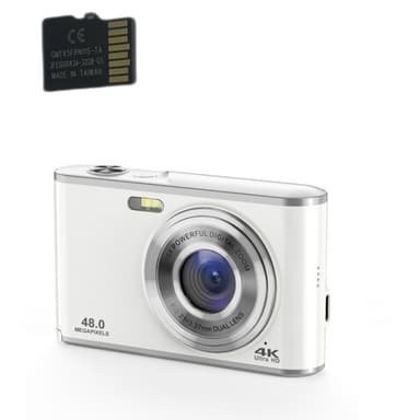 Digitalkamera 4K 48MP 16 x zoom webkamera med 32 GB TF-kort Sølv