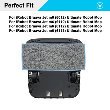 Vaskbare moppekluter til iRobot Braava Jet m6/6012/6110/6112, 8 stk. Grå