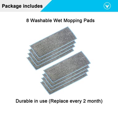 Vaskbare moppekluter til iRobot Braava Jet m6/6012/6110/6112, 8 stk. Grå