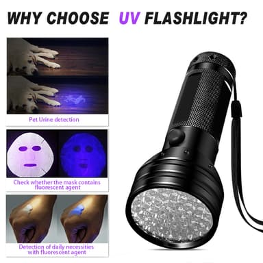 UV-lommelykt med 51 lysdioder, vanntett