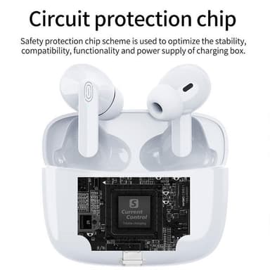 Trådløse øreplugger Bluetooth 5.0 berøringskontroll IPX5 Hvit