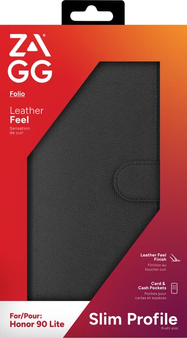 Zagg Honor 90 Lite lommebokdeksel (sort)