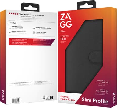 Zagg Honor 90 Lite lommebokdeksel (sort)