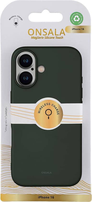 Onsala iPhone 16 silikondeksel (olivengrønn)