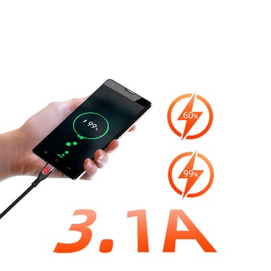 USB-C hurtigladekabel Sort